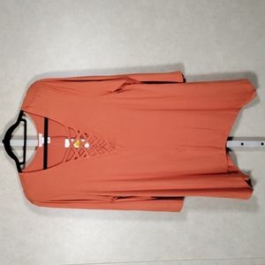 10107 FINAL PRICE Westbound rustic orange 3/4 sleeve blouse L NWT